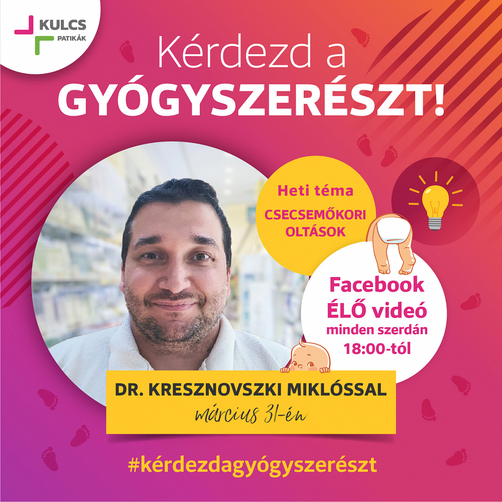 Dr.Kresznovszki Miklós beszél babagondozást érintő témákról a Kulcs Patikák Facebook oldalán
