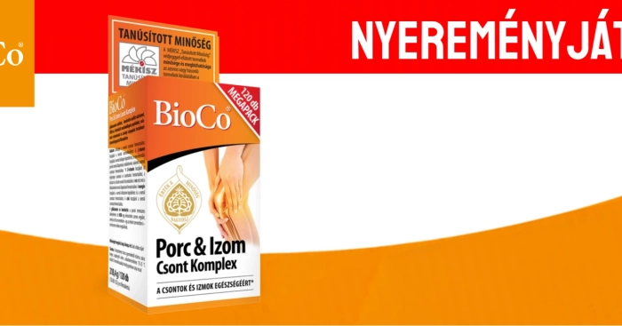 Játssz, és nyerj BioCo Porc & Izom Csont Komplex étrend-kiegészítő filmtablettát!