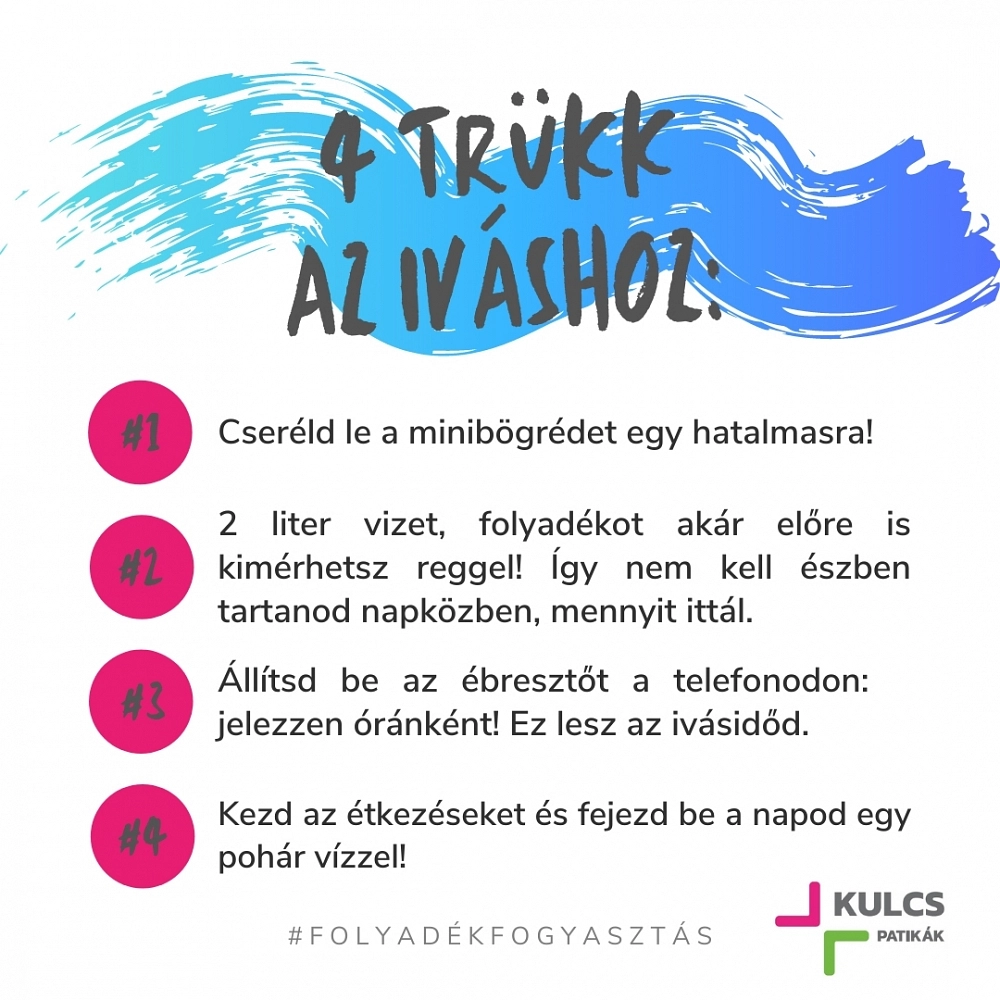 A folyadékfogyasztás rendszeresítésére számos megoldás van A folyadékfogyasztás rendszeresítésére számos megoldás van
